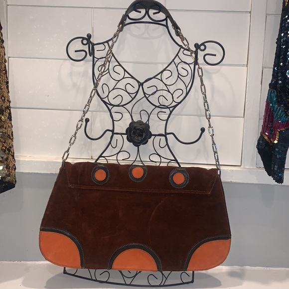 🍒Vintage Suede/Leather Clutch w/strap bag🍒 - Picture 7 of 10